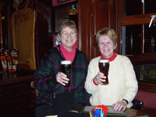 Corlene (left) and Jean De Ieso enjoy pints in the heart of Ireland