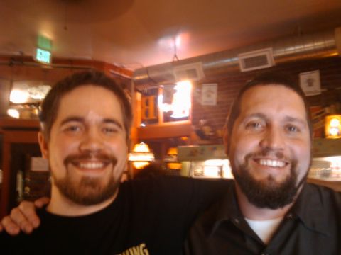 Saraveza barkeep Jonathan Carmean (left) and Oakshire brewmaster Matt Van Wyk at Saraveza for Oakshire Meet the Brewer Night.