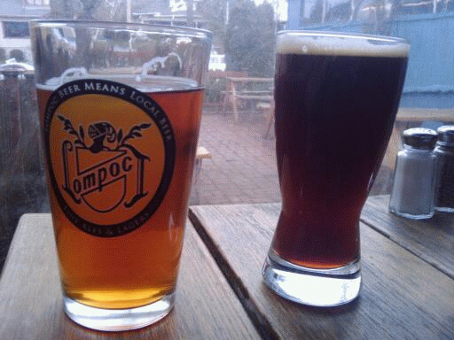 New Old Lompoc's Condor Pale Ale (left) and Old Tavern Rat Barleywine