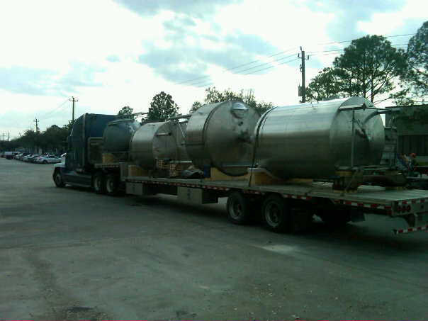 Fort George truck loaded with new brew system from Saint Arnold's Brewery in Houston, Texas