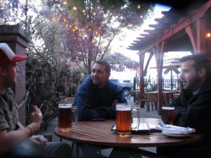 Oakshire crew L to R: Matt Blair, Matt Van Wyk, and Brian Coombs enjoy brews at Porter's in Medford, OR