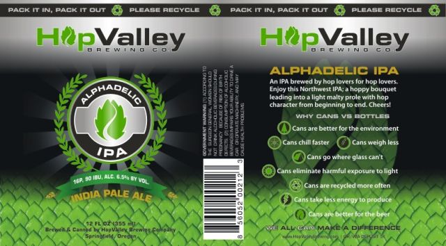 Hop Valley Alphadelic IPA Can Label