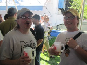 The Oregon Brewer Crew's Bill Schneller (left) and Rock Bottom Brewmaster Charlie Hutchins