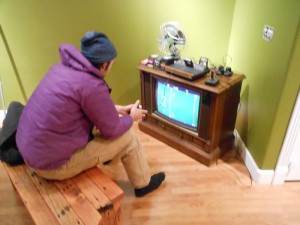 Brewligan founder Chris Griffin rocks the Atari 2600 on an '82 Magnavox tv