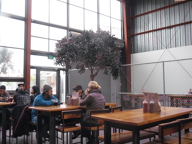 Casual indoor beer garden at Southen Pacific Brewing