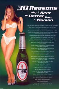 Sexism alert: "30 reasons why a beer is better than a woman"