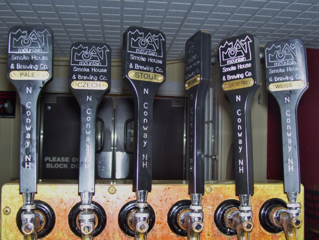 Tap handles at Moat Mountain Smoke House and Brewery