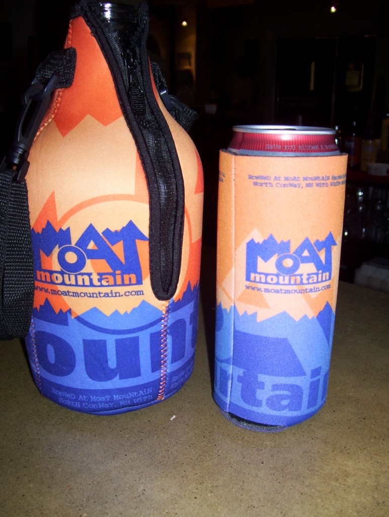 Moat Mountain growler and can cozies 