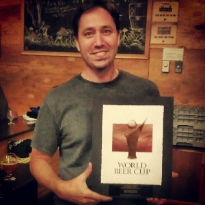The Commons Brewery founder Mike Wright with his World Beer Cup award