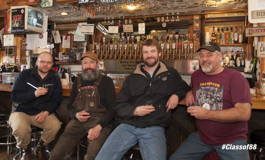 The Class of ’88 brewers at Rogue Ales in Newport, Oregon. From left to right: Cam O'Connor of Deschutes, John Maier of Rogue Ales, Patrick Broderick and Ken Kelley of North Coast.