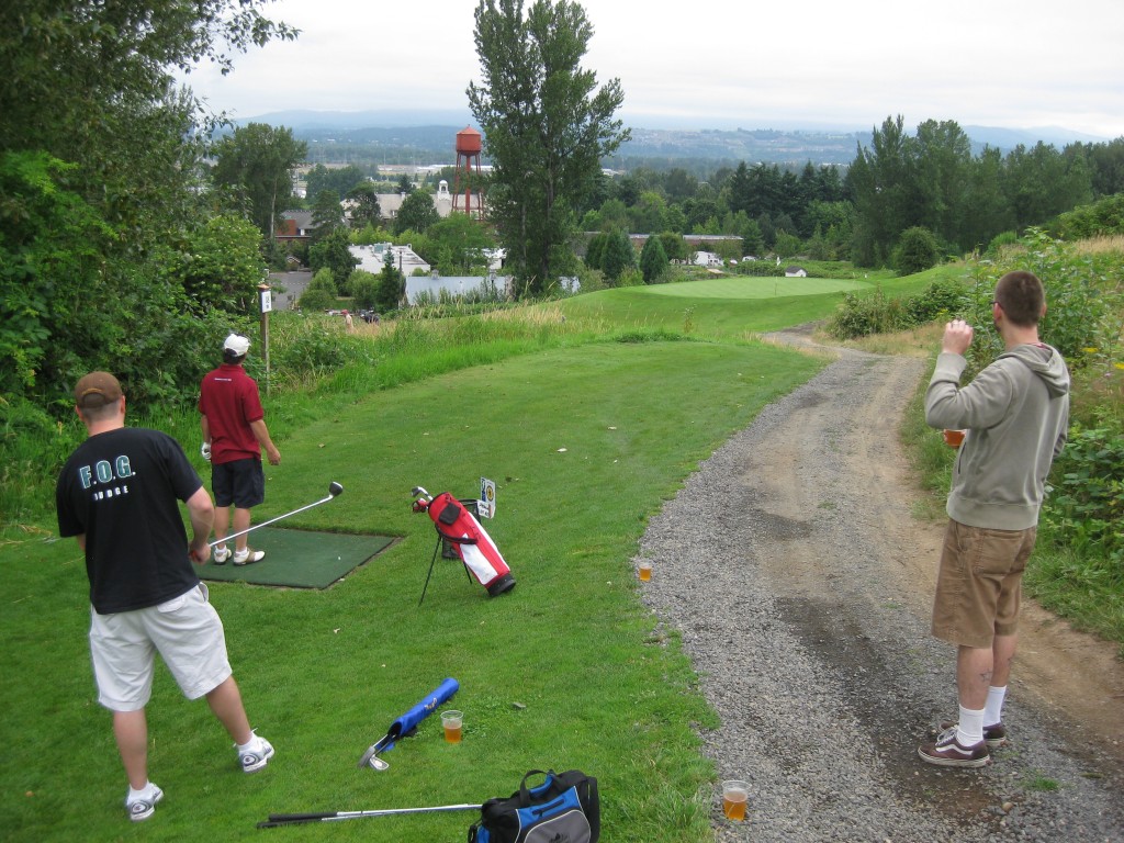 Teeing off at the BrewAm at Edgefield. (photo by D.J. Paul)
