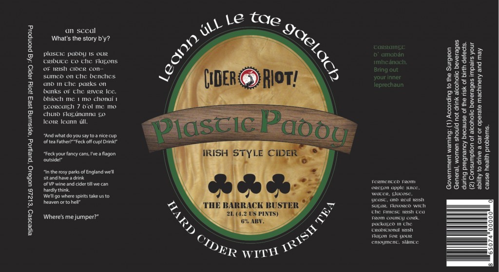 Cider Riot! Plastic Paddy Label