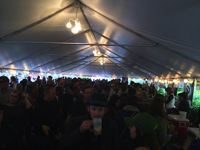 The crowd under the tent at 2013 Hood River Hops Fest