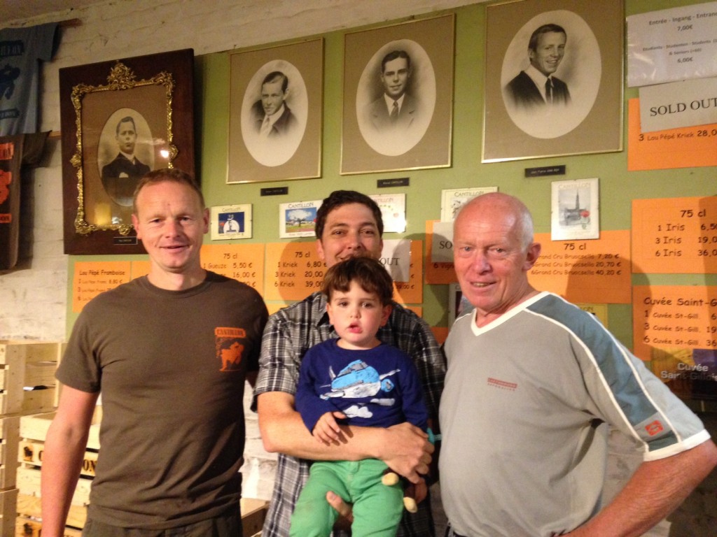 Brian Yaeger and IPYae (center) at Cantillon with Jean-Pierre and Jean Van Roy
