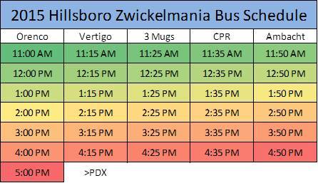 Hillsboro Zwickelmania Bus Schedule 2015