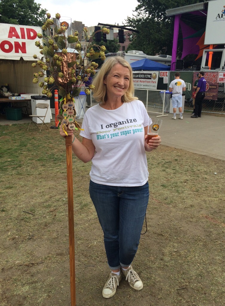 Beer festival queen Chris Crabb at 2015 Oregon Brewers Festival