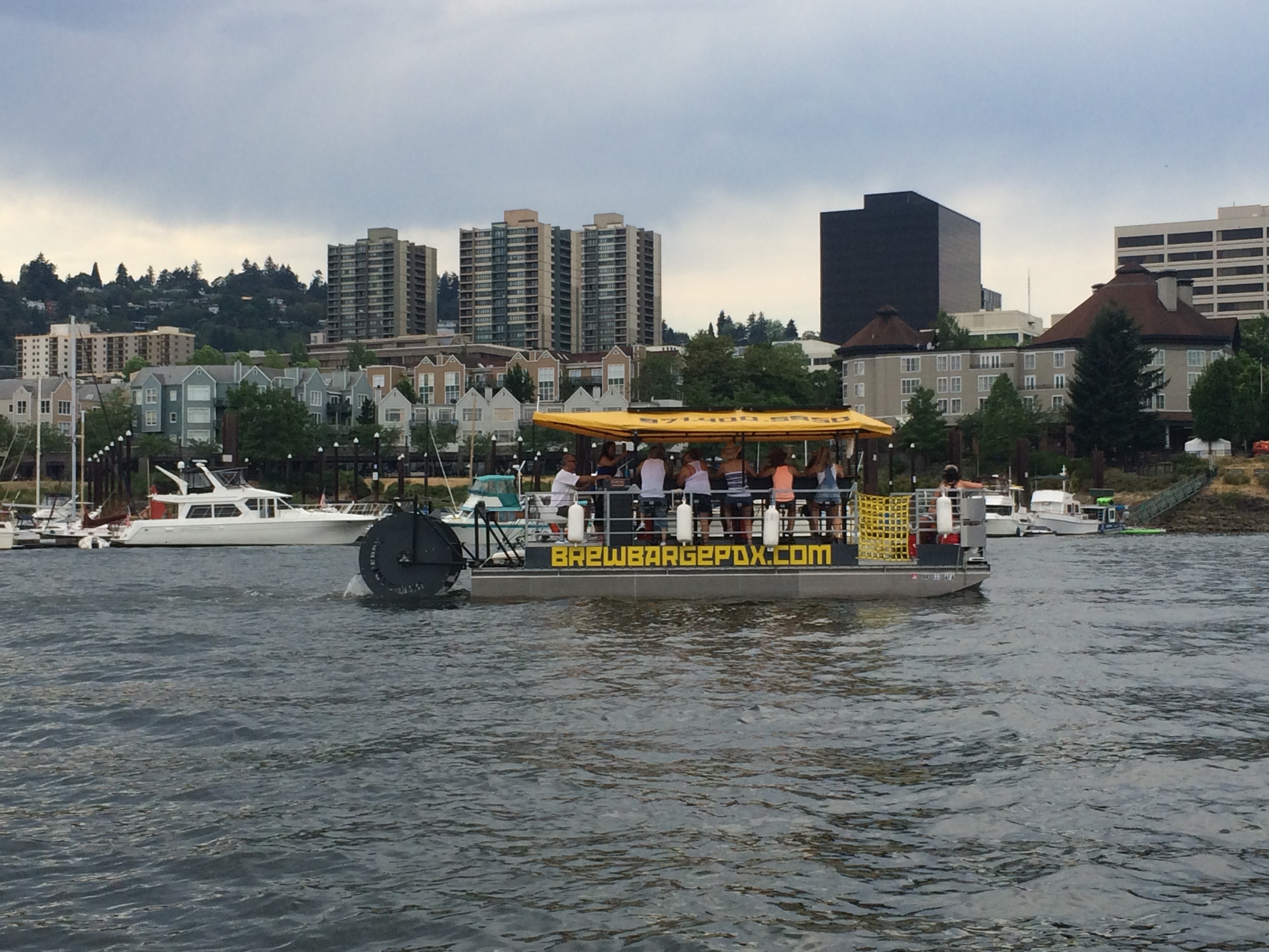 BrewBarge on the Willamette River from BrewCycle