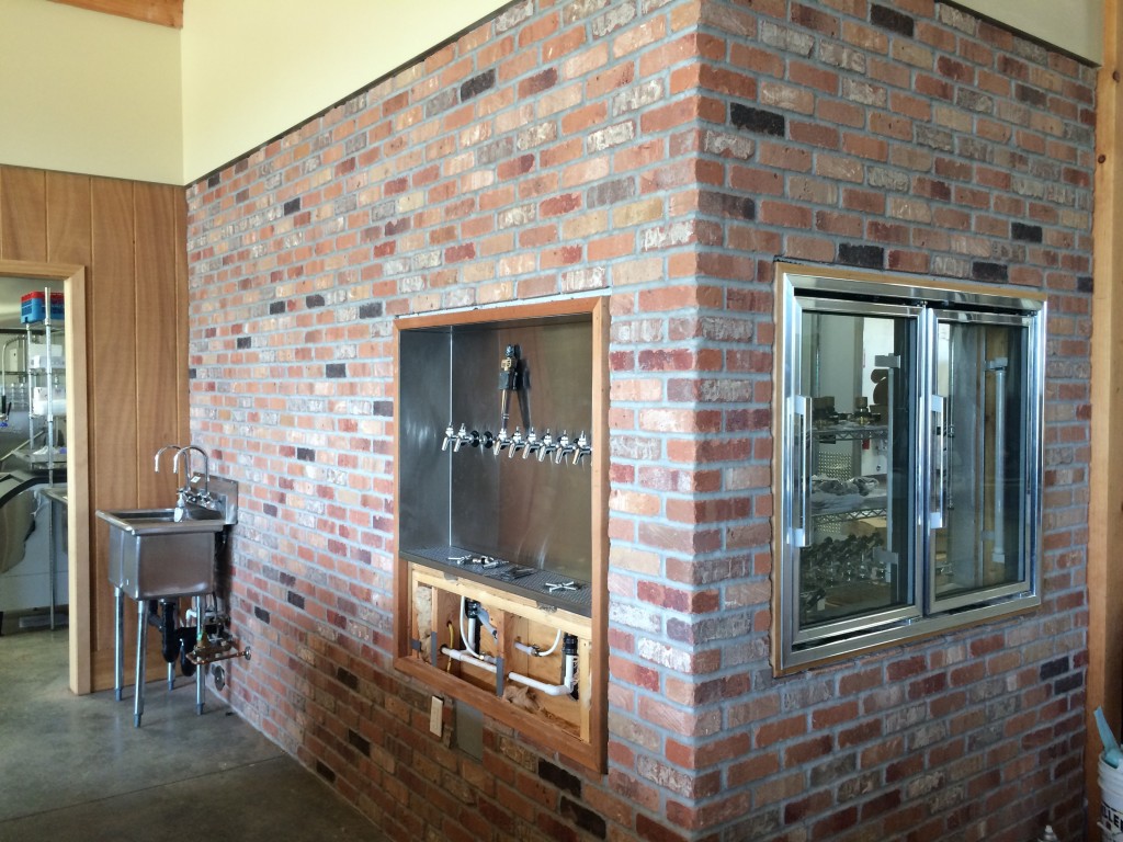 Brick lined cooler wall at Block 15 Brewery & Tap Room