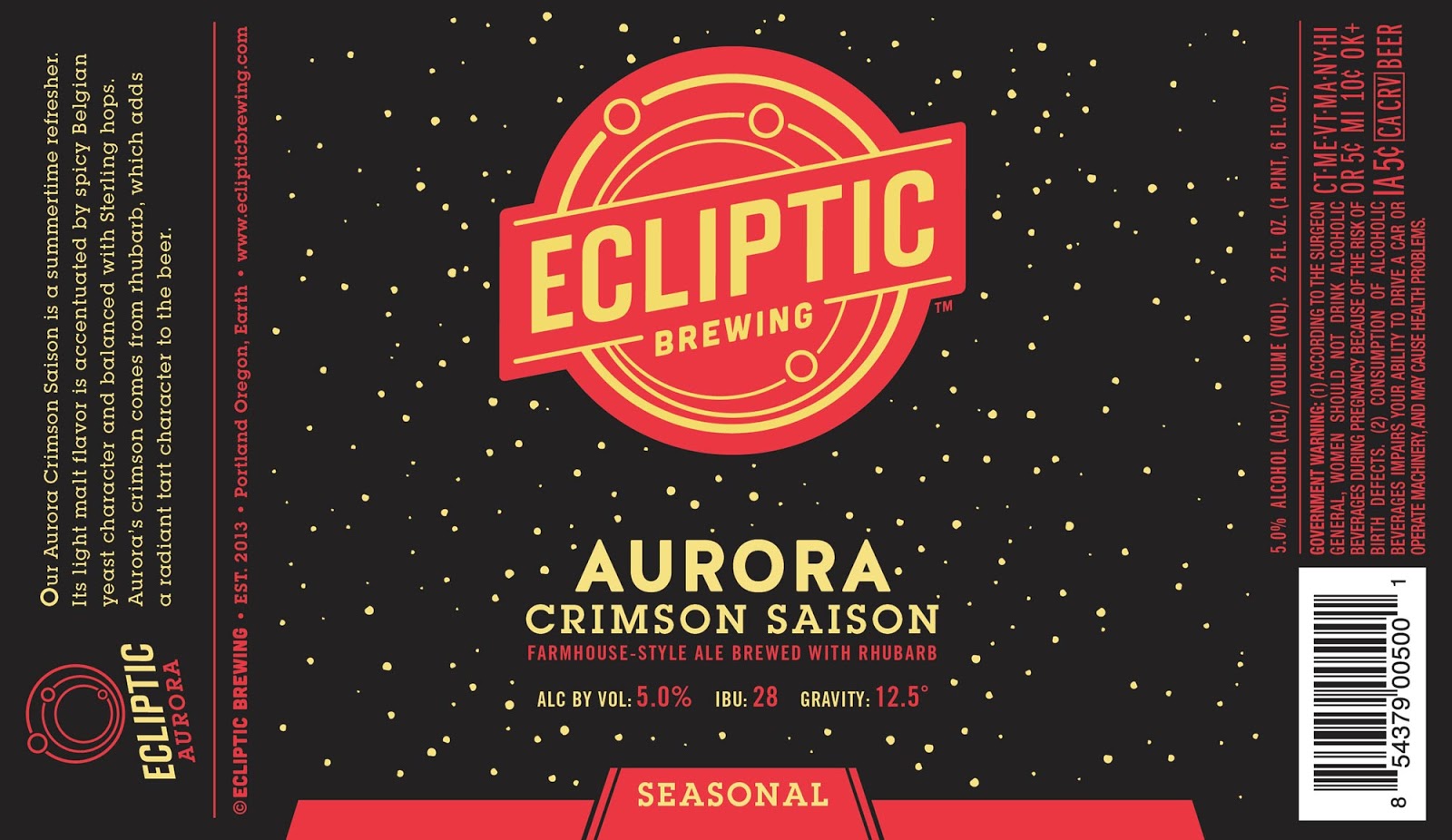 Ecliptic Brewing Aurora Crimson Saison