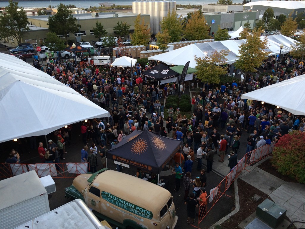 An aerial view of the Hood River Hops Fest