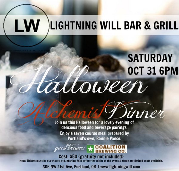 Lightning Will & Coalition Halloween Alchemist Beer Dinner