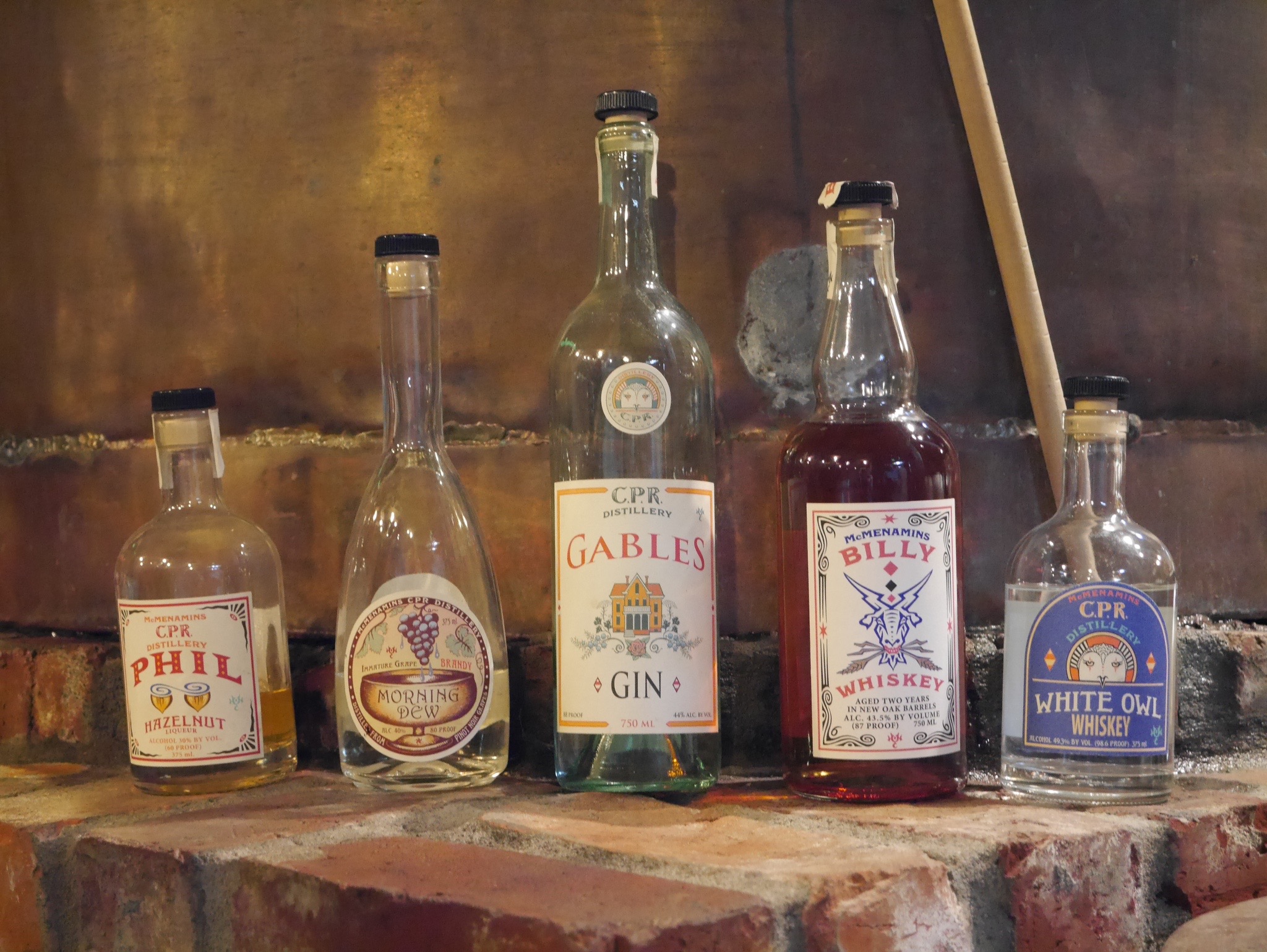 Spirit bottles from Cornelius Pass Roadhouse (photo by Cat Stelzer)