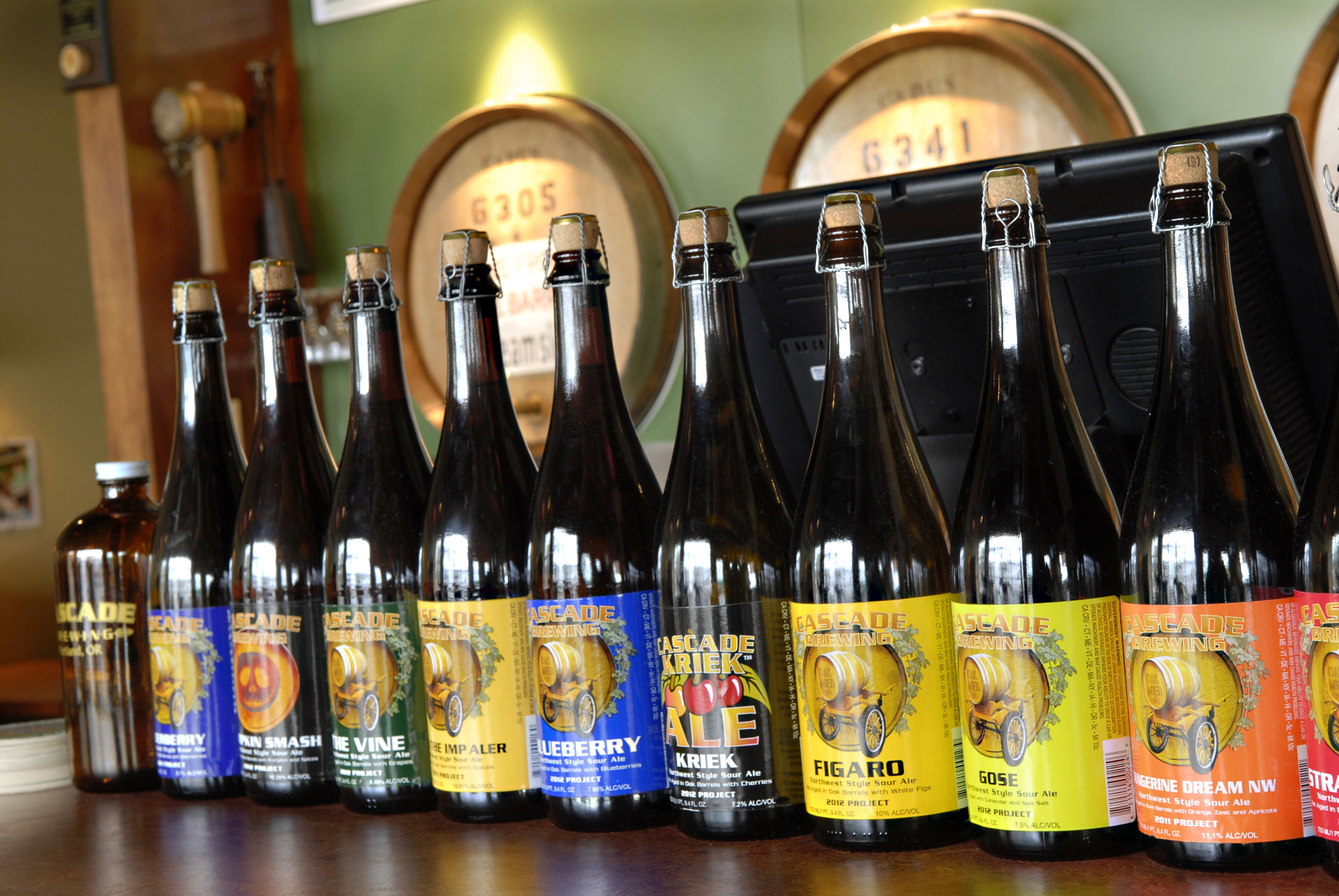 Lineup of Cascade Brewing Bottles (photo courtesy of Cascade Brewing)