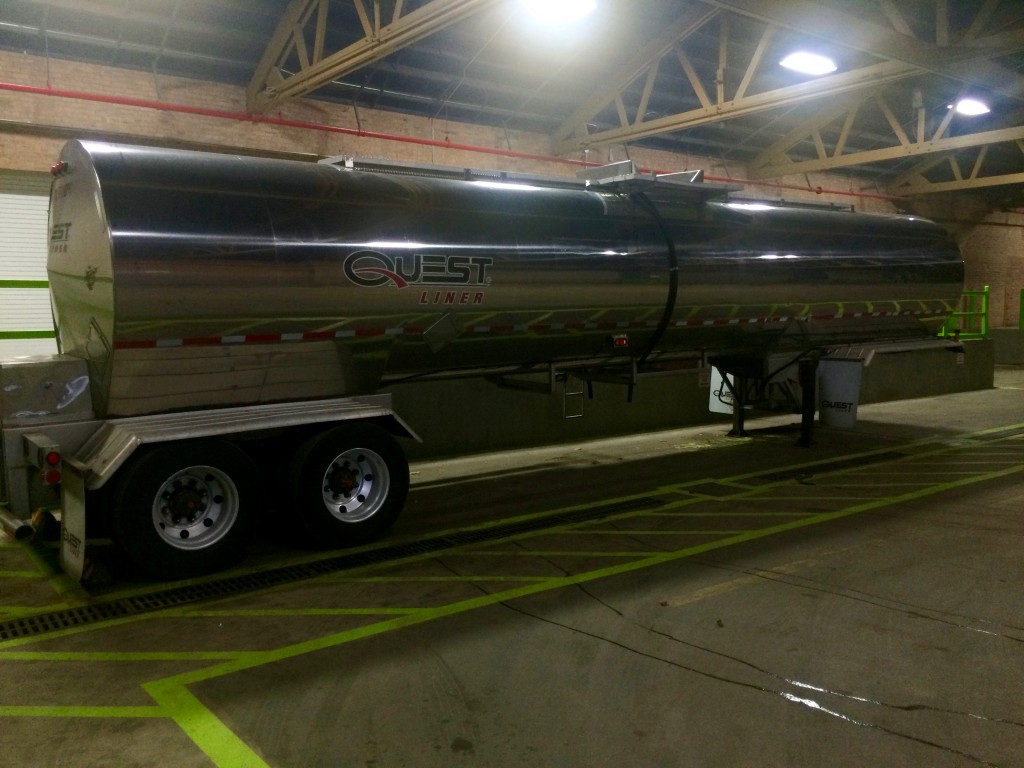Tanker trailer that hauls 180 beer barrels from the brewery to Goose Island Barrel Warehouse