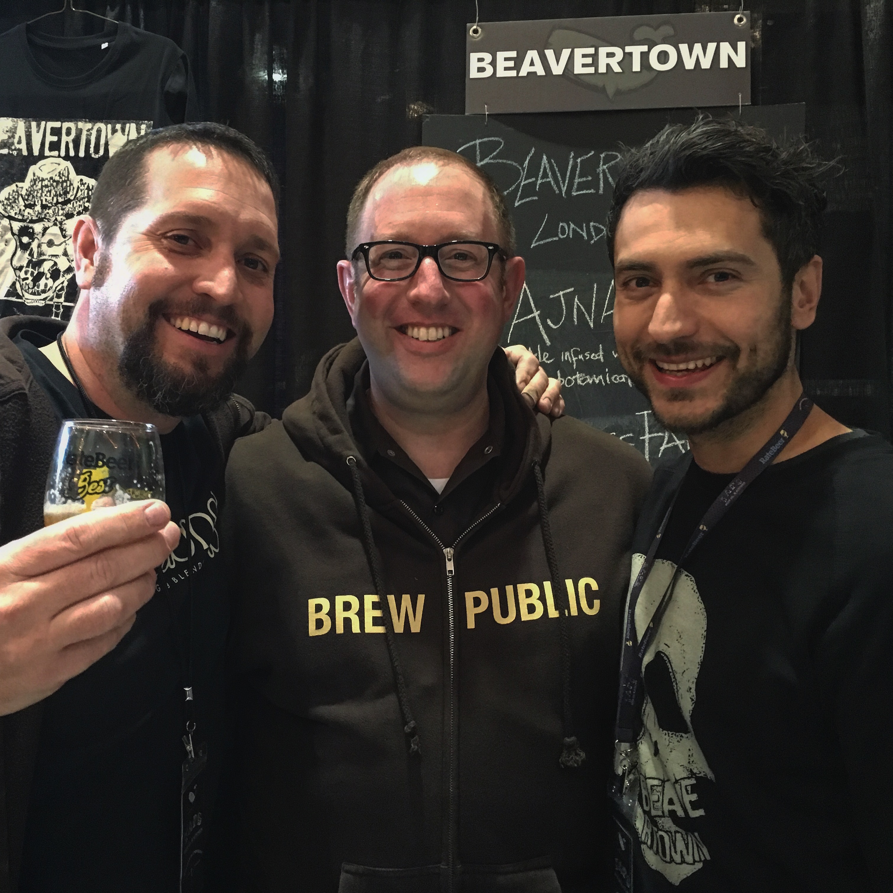 Matt Van Wyk of Alesong Brewing, D.J. Paul of Brewpublic and Logan Plant of Beavertown Brewery at 2016 RateBeer Best Festival. 