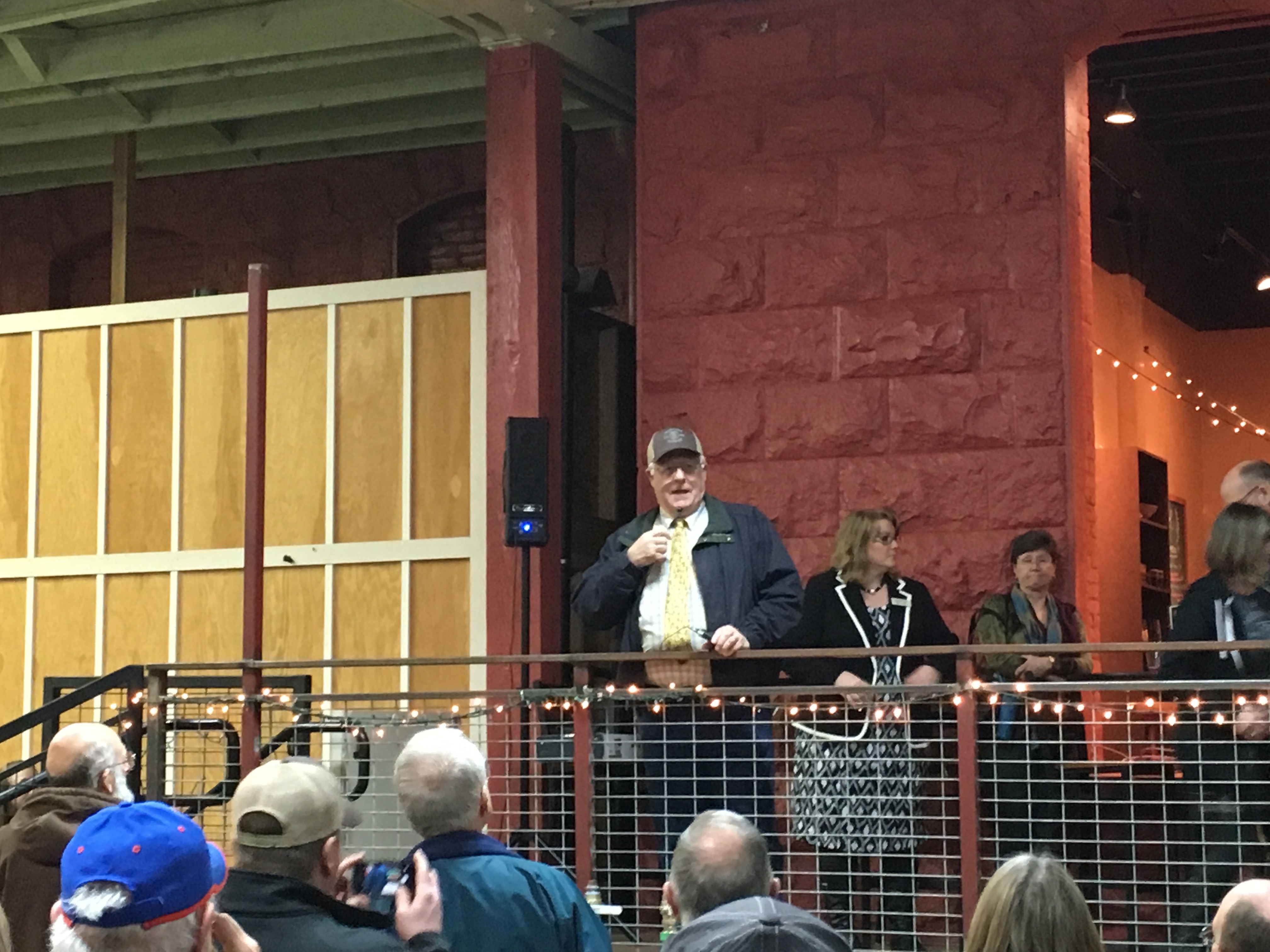 The Dalles Mayor, Steve Lawrence speaking at Freebridge Brewing grand opening.