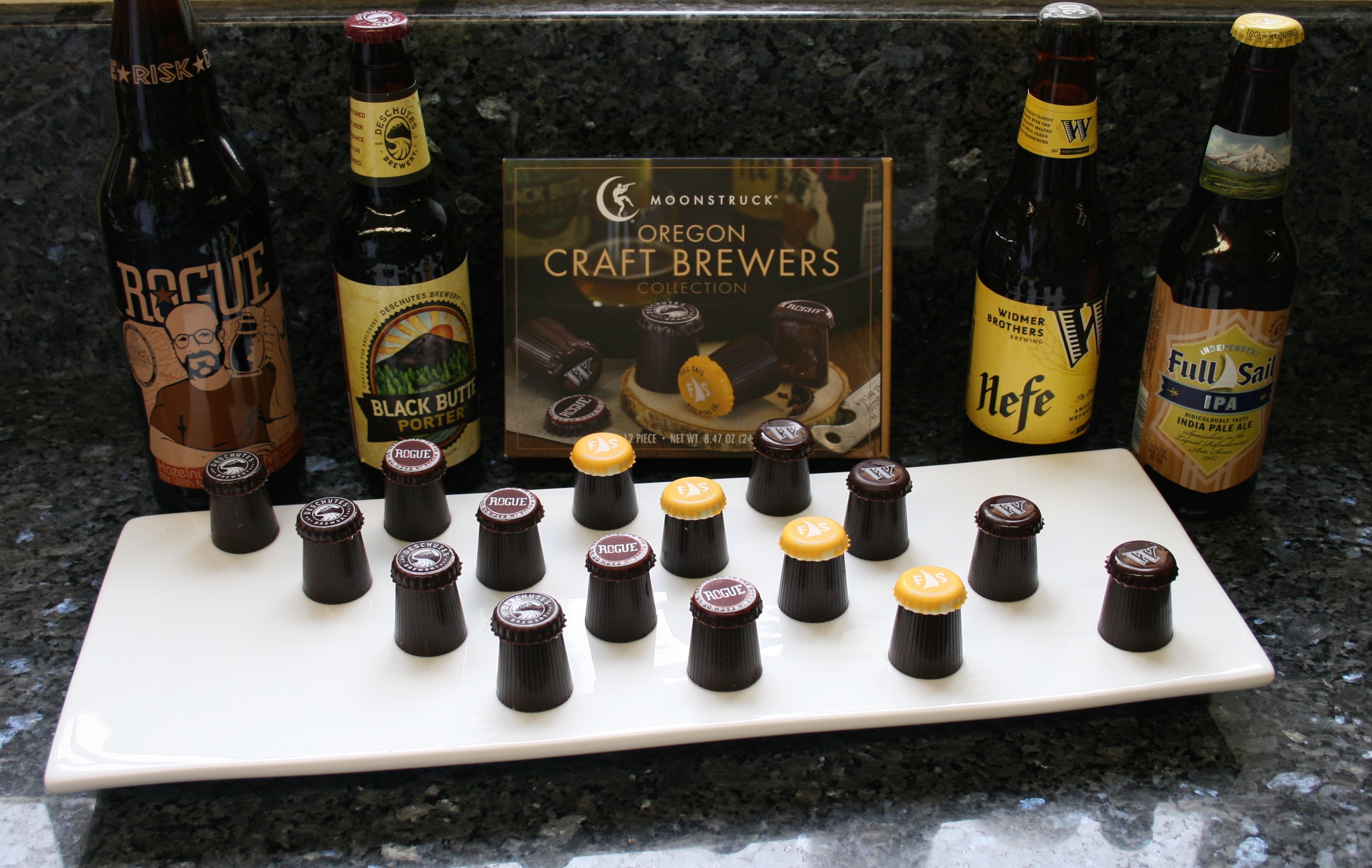 The complete Moonstruck Chocolate Oregon Craft Brewers Collection Truffles. (photo by D.J. Paul)