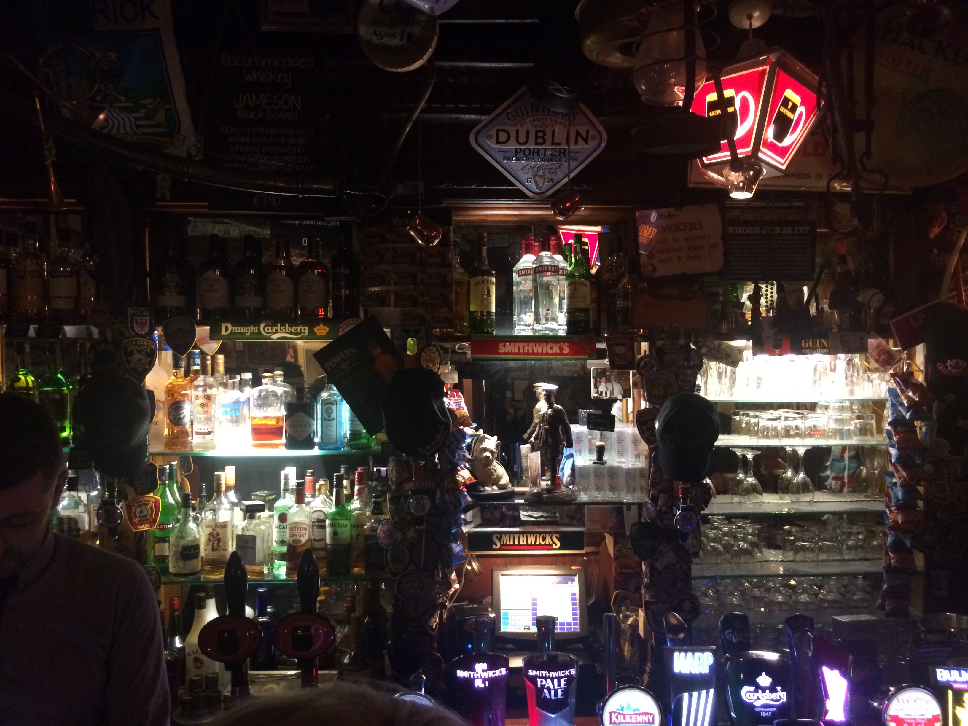 Drinking at The Brazen Head, Ireland's oldest pub that serves many pints of Guinness.