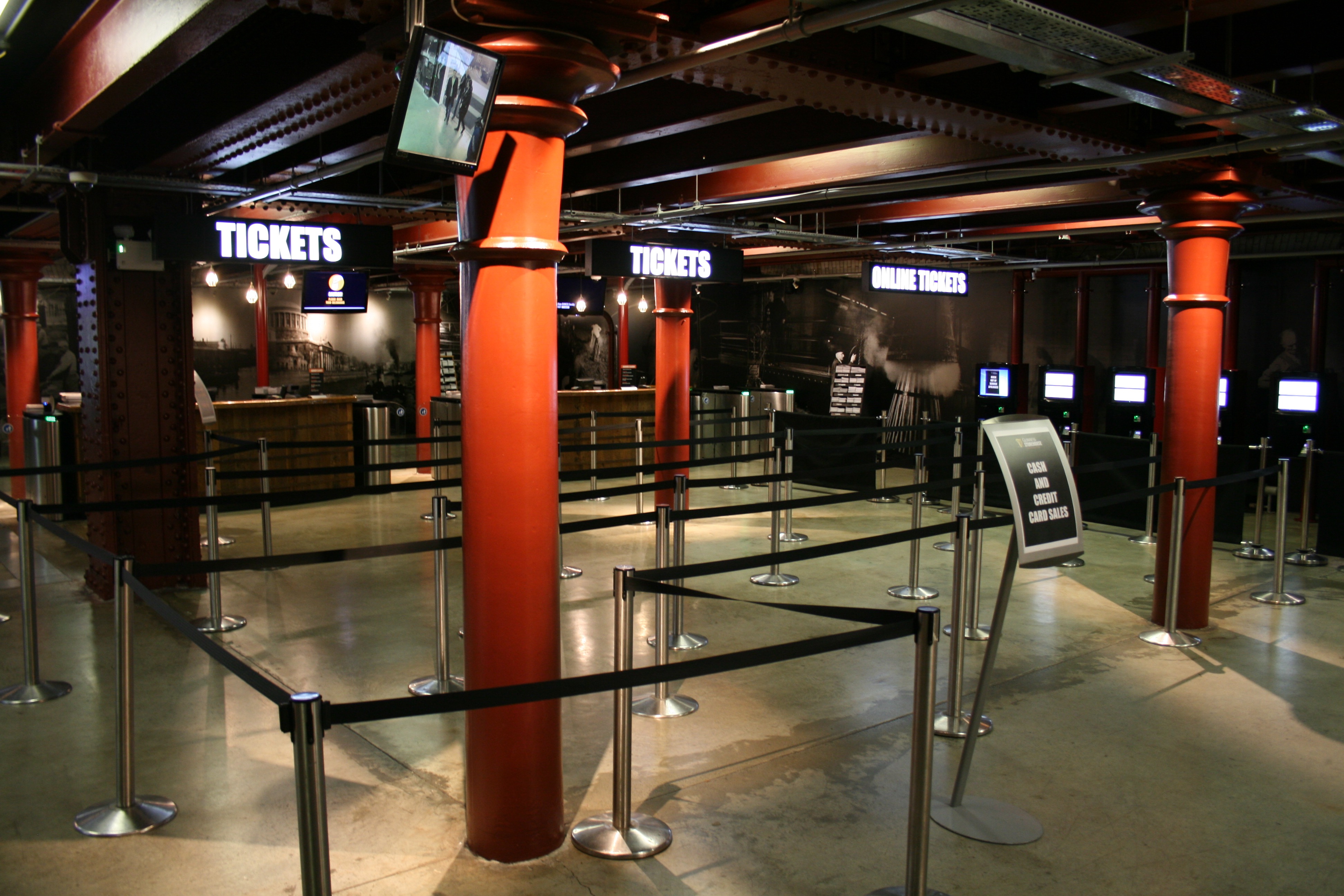 First floor of the Guinness Storehouse where entry tickets can be purchased. 