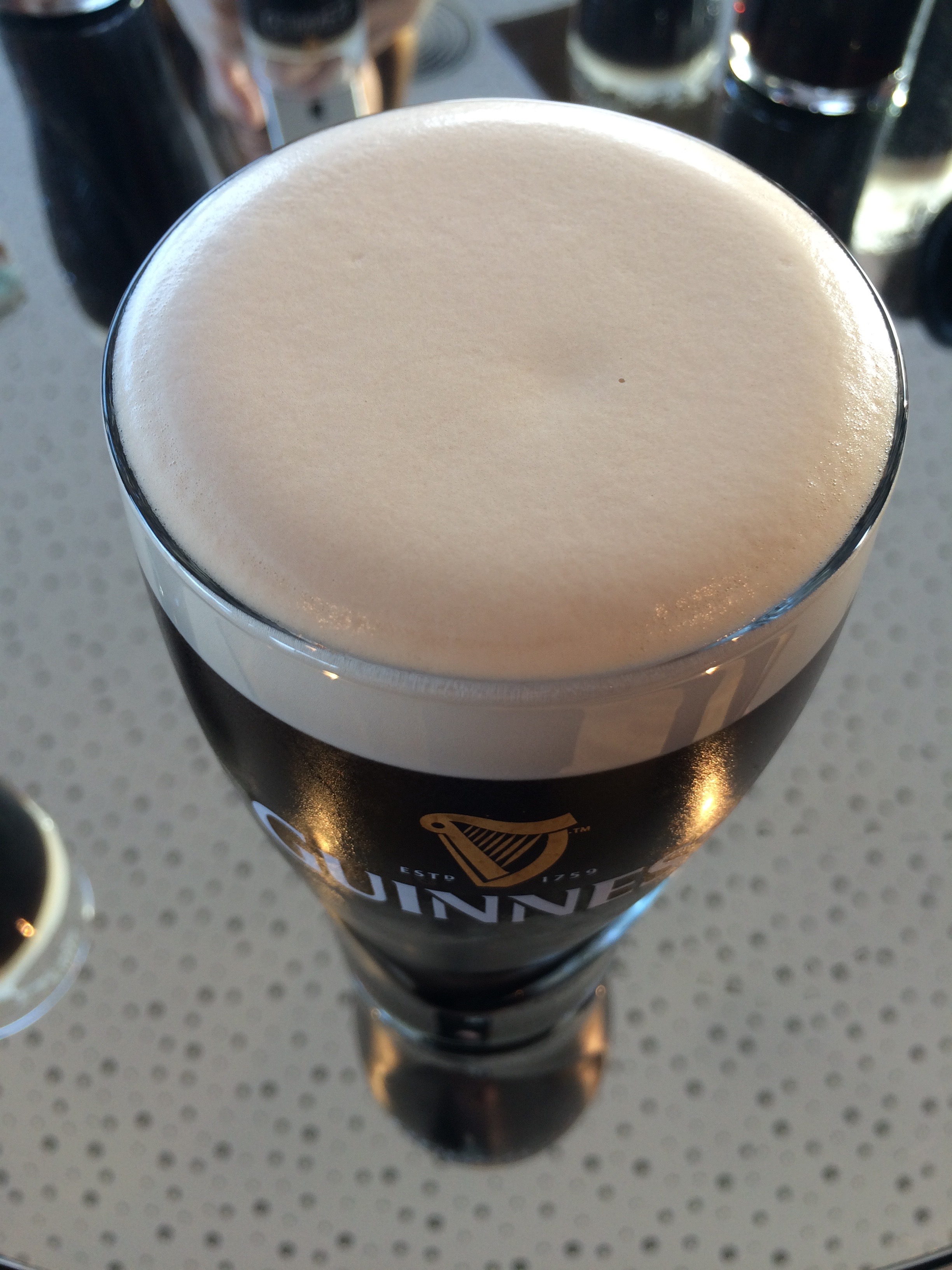 Nice creamy head on a Guinness at the Gravity Bar.