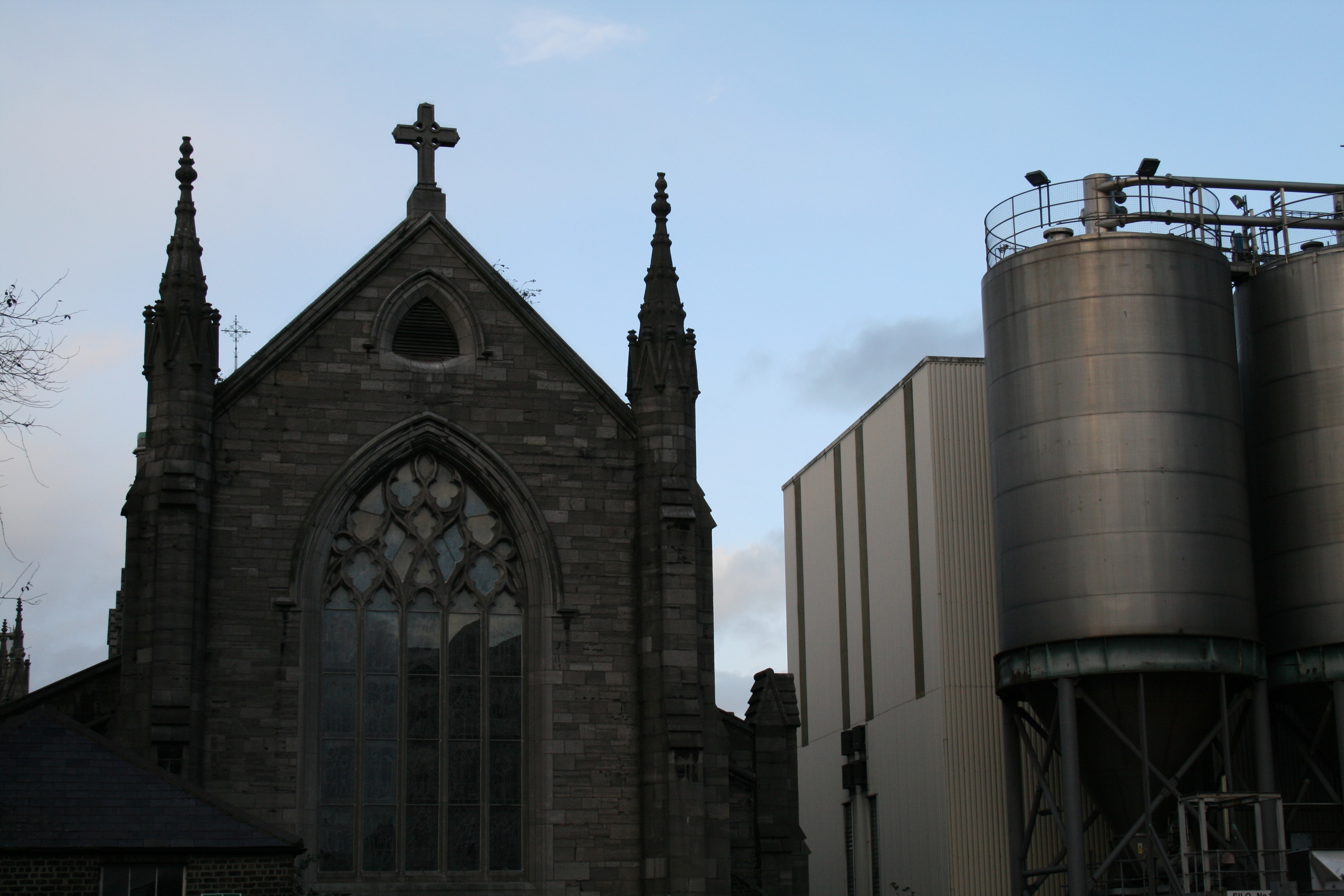 St. James Church sits next to the Guinness Brewery.