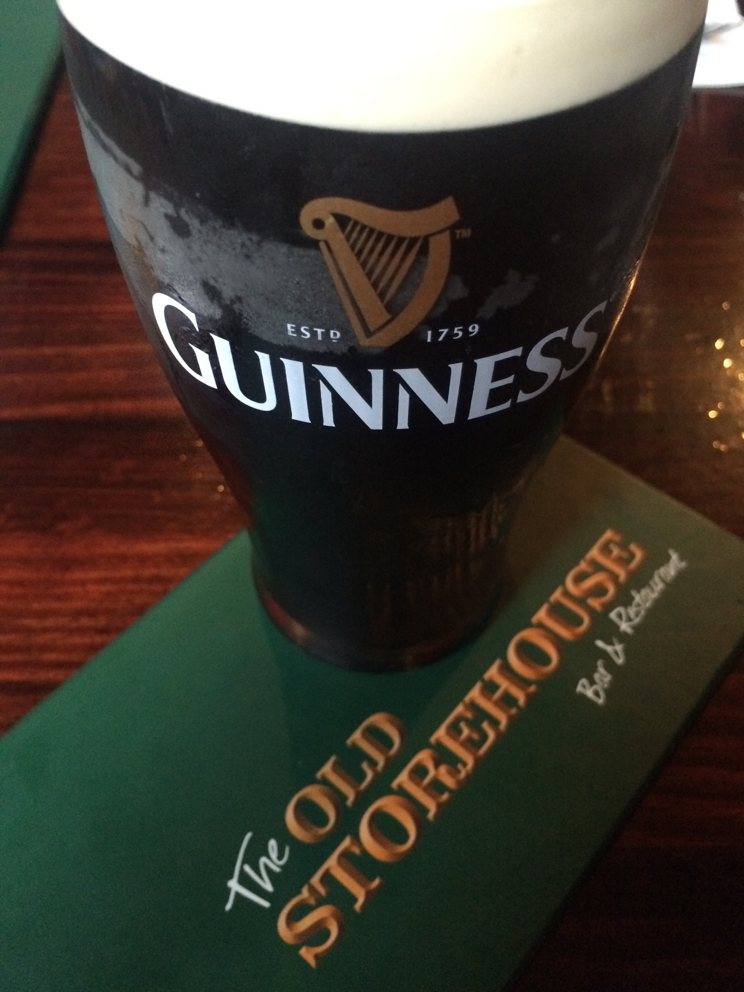 My first Guinness during my trip to Dublin took place at The Old Storehouse in Dublin, Ireland.