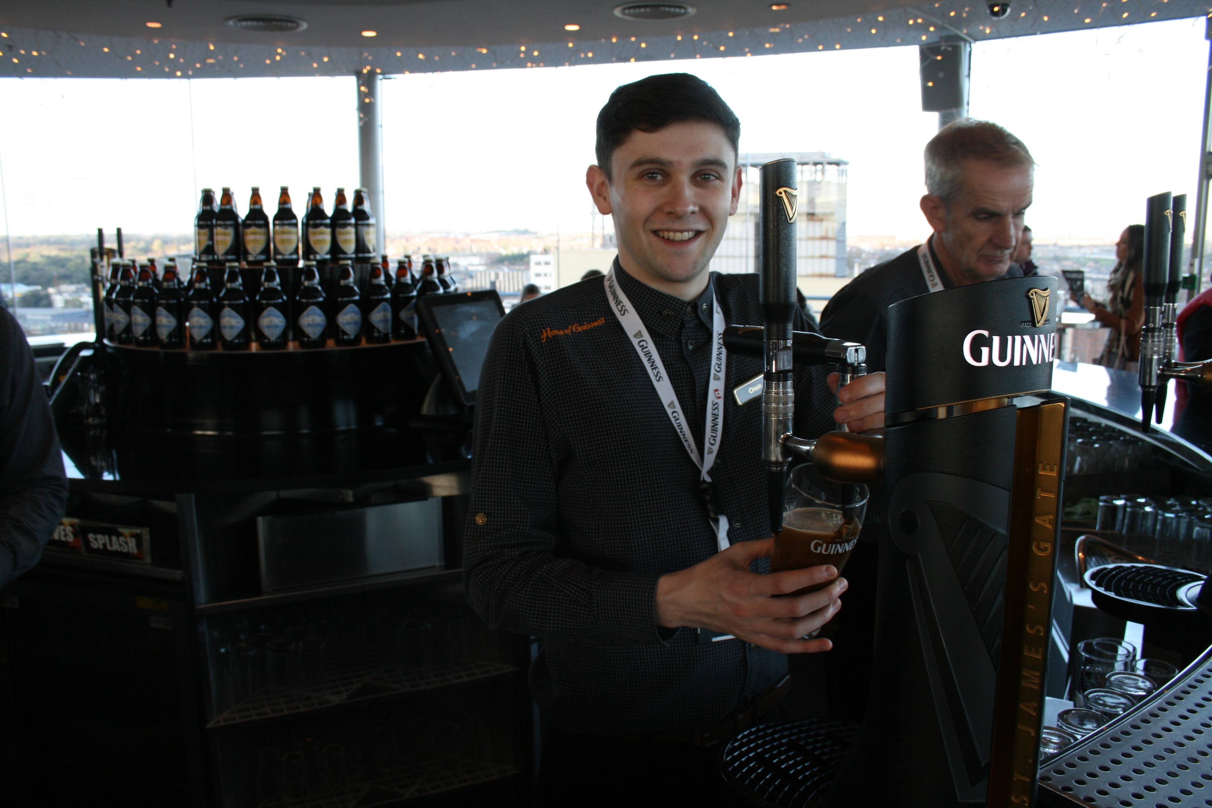 Watching my first pour of Guinness take place at the Gravity Bar.