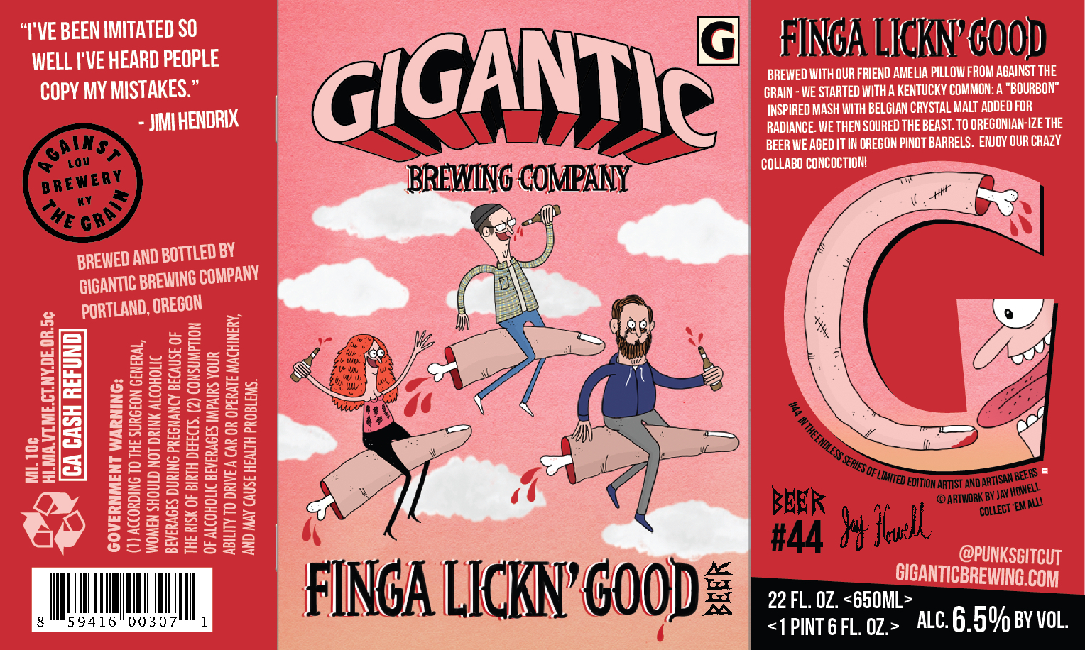 Gigantic Brewing & Against the Grain Brewery Finga Lickn Good Label