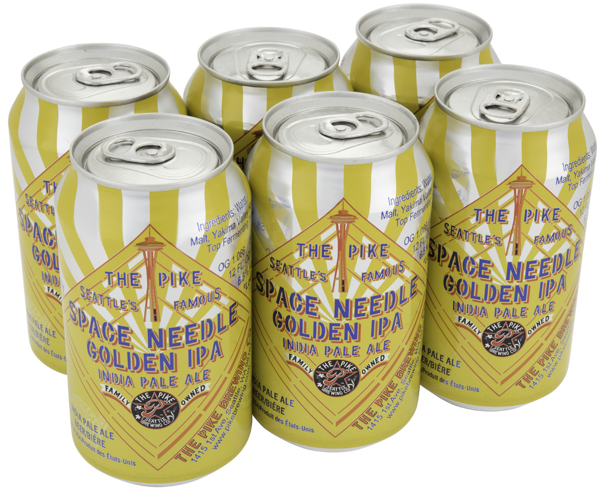 Pike Brewing Space Needle 12 oz. Can 6 Pack. (image courtesy of Pike Brewing)