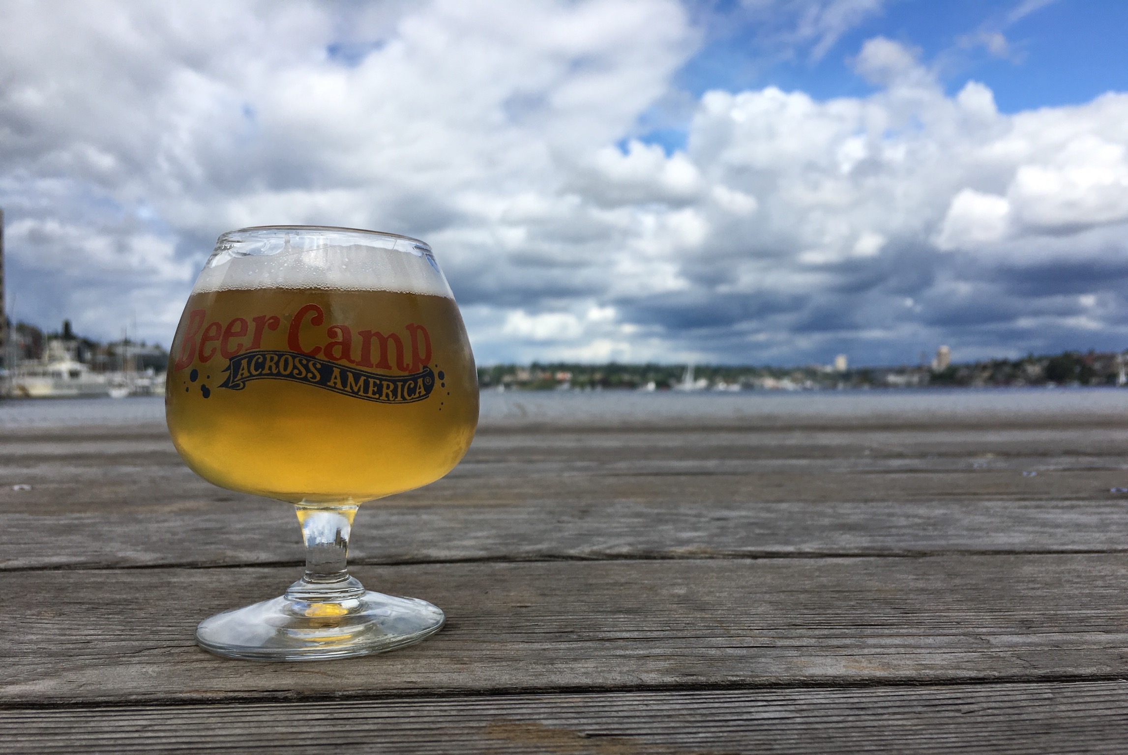 A beer on the dock of Lake Union at Sierra Nevada Beer Camp Across America Festival in Seattle. (photo by Cat Stelzer)