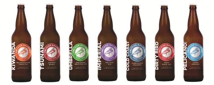 Lineup of new Pelican labels for its 22 oz. program. (image courtesy of Pelican Brewing)