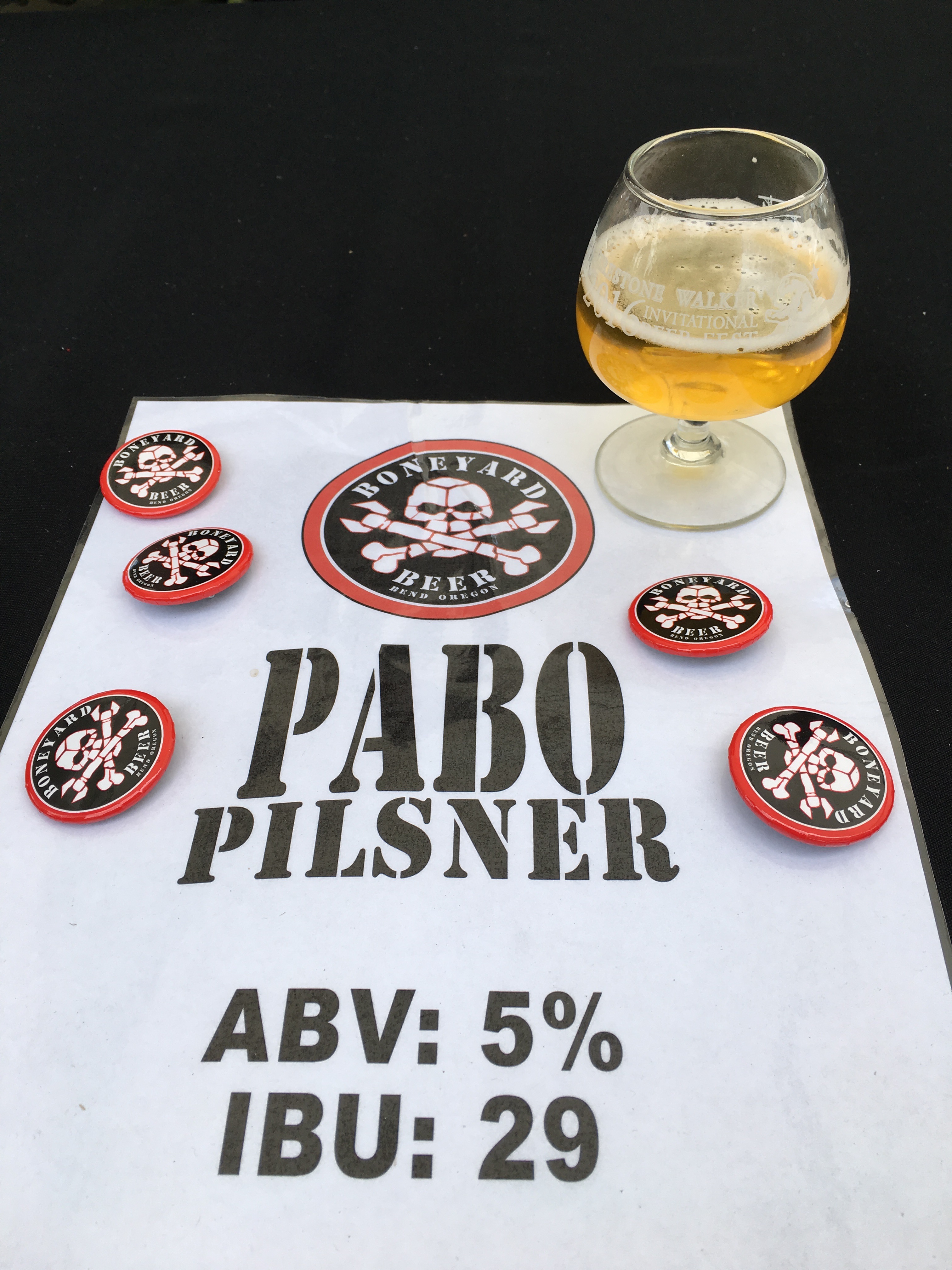 Pabo Pilsner, a new pilsner from Boneyard Beer that made its debut at the 2016 Firestone Walker Invitational Beer Fest. This beer will be pouring at Roscoe's on June 17 during the Brewery Owners Summit.