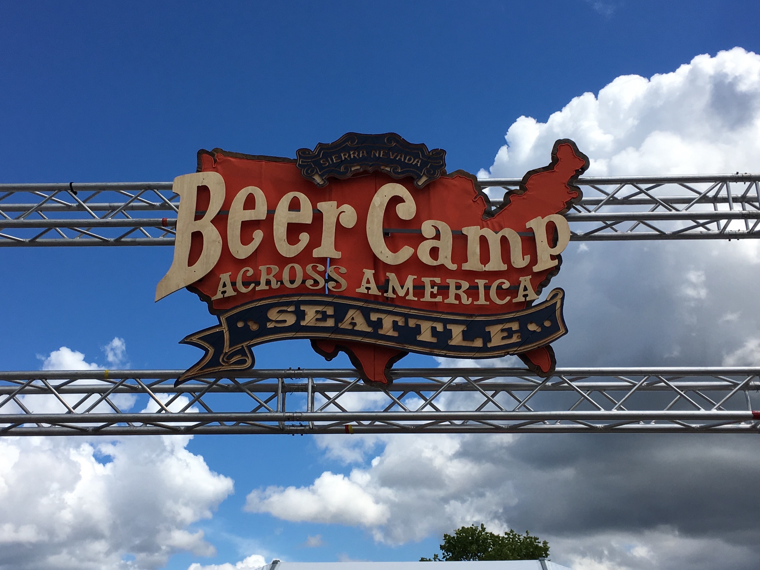 The welcoming sign that greeted attendees at Sierra Nevada Beer Camp Across America Festival in Seattle. (photo by D.J. Paul)