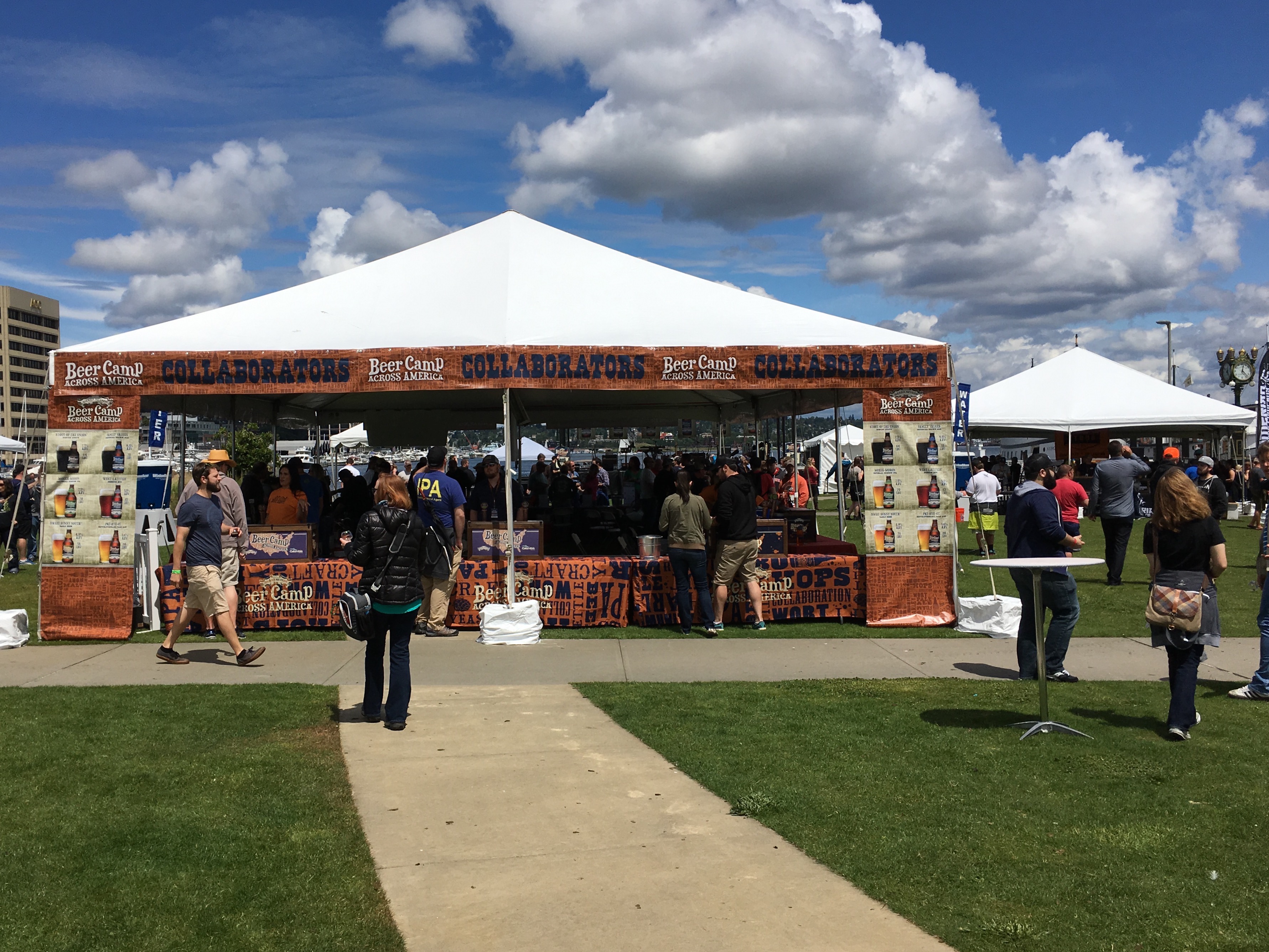 Well situated beer tents at Sierra Nevada Beer Camp Across America Festival in Seattle. (photo by D.J. Paul)