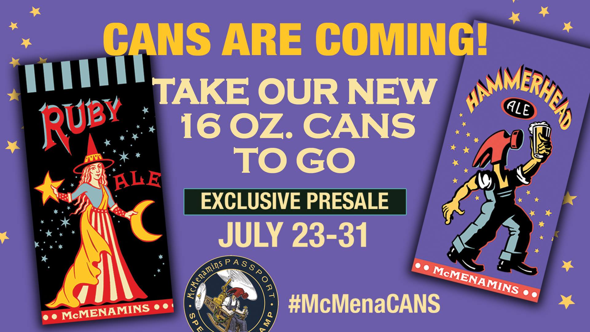McMenamins 16 oz. Can Release for Ruby Ale and Hamerhead Ale.