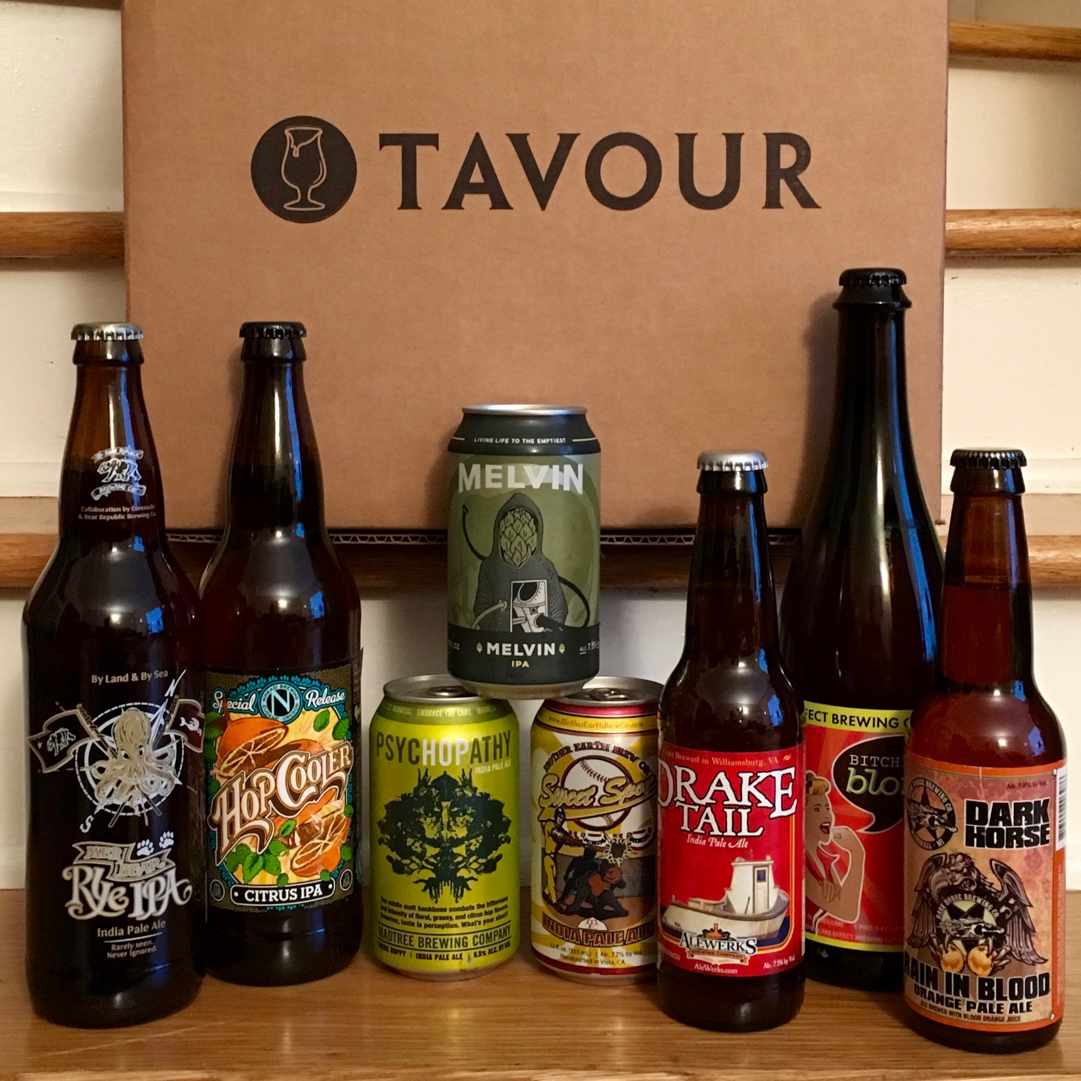 A package of craft beer received from Tavour.