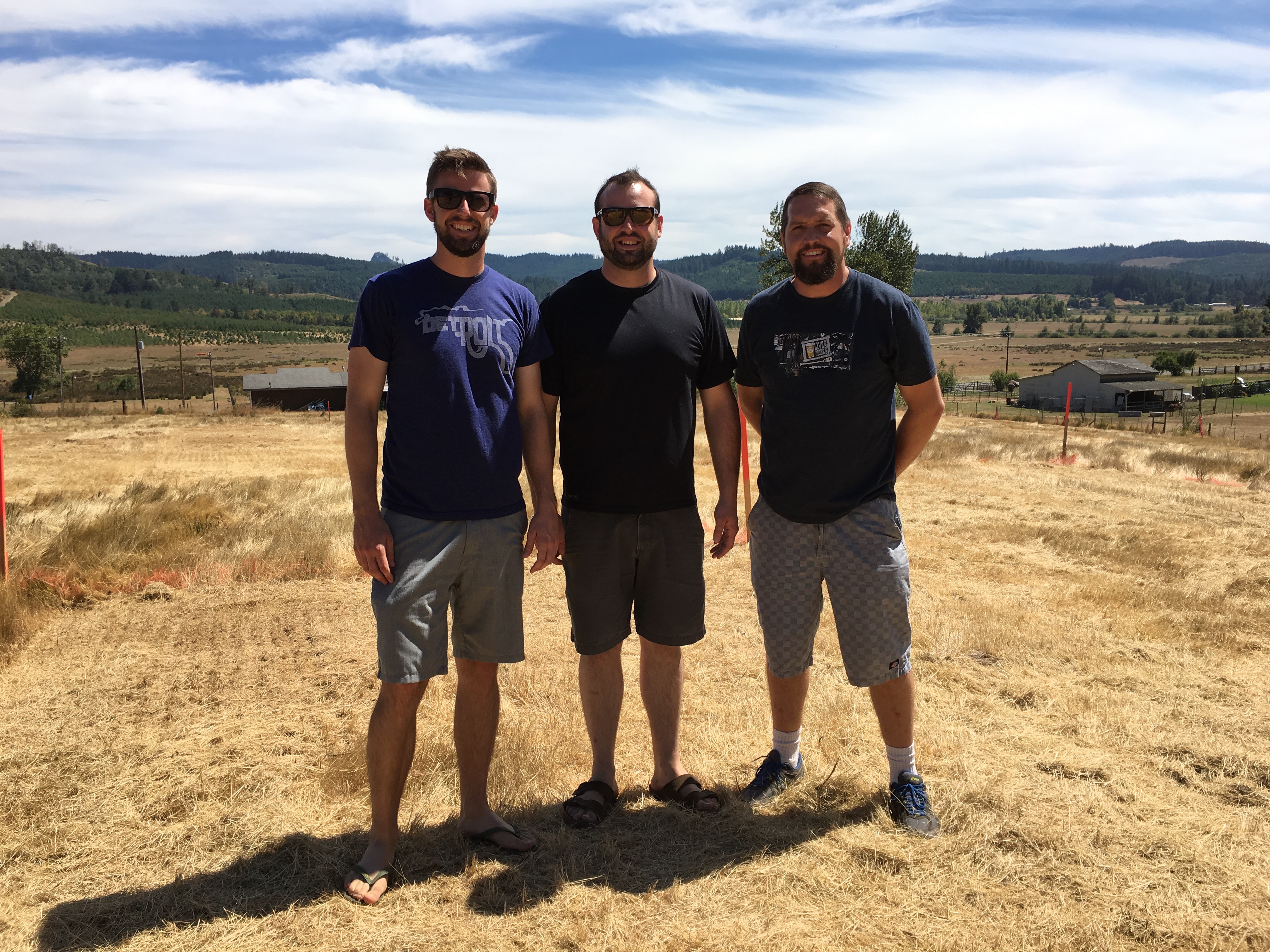 Alesong Brewing & Blending founders, Doug Coombs, Brian Coombs and Matt Van Wyk at its new property south of Eugene, Oregon.
