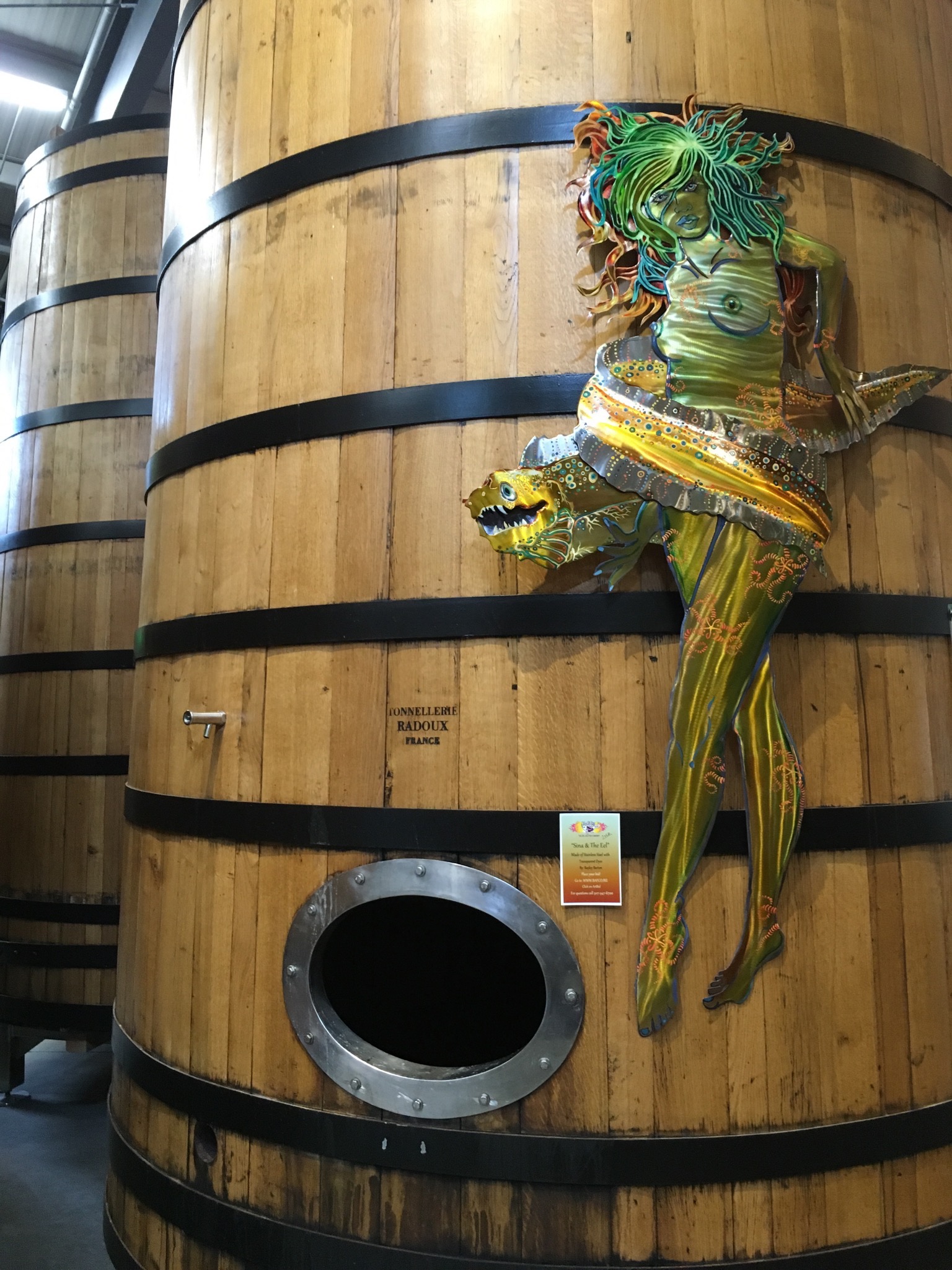 Artwork adorns the foeders at Anchorage Brewing. (photo by Cat Stelzer)