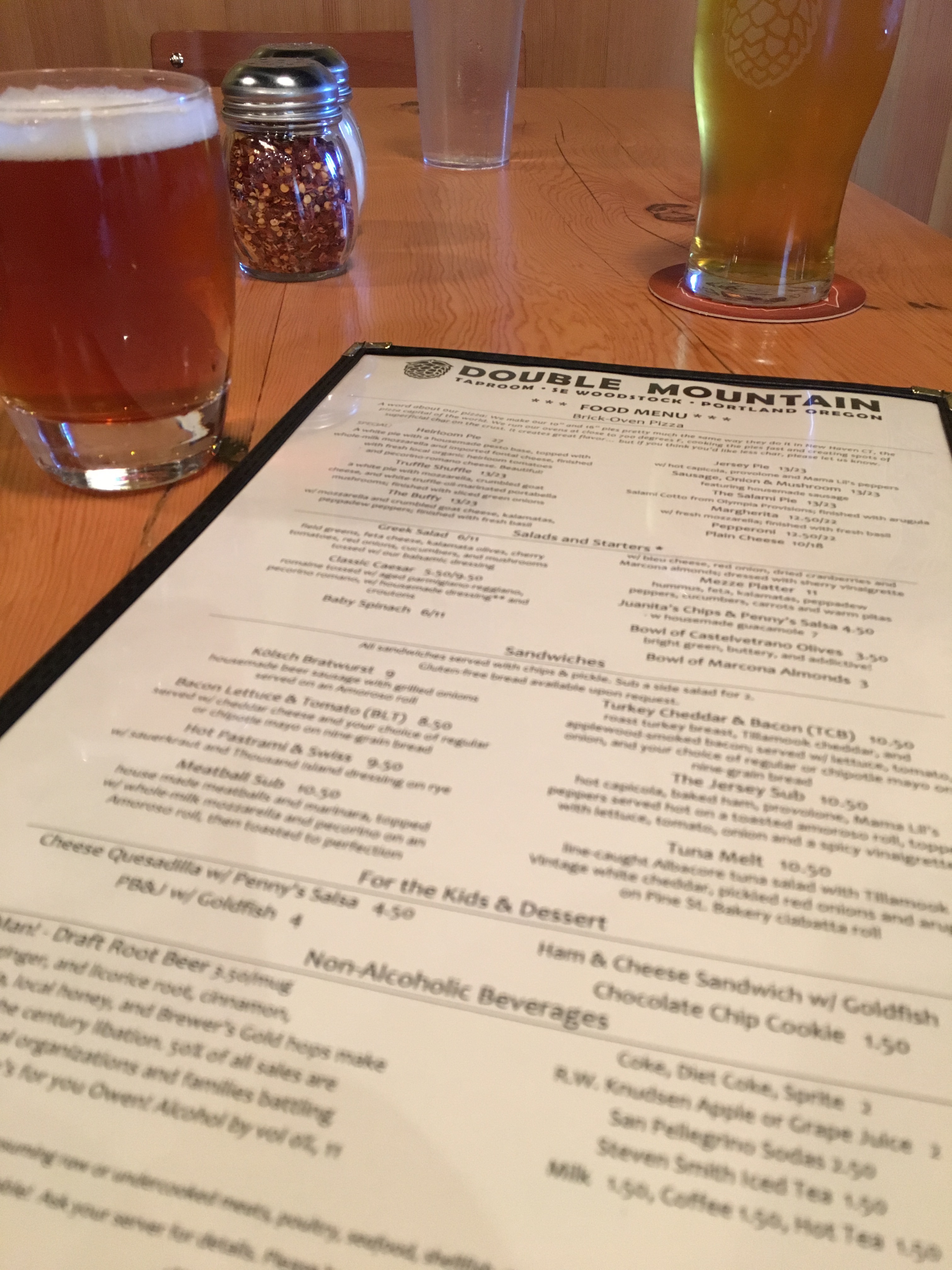 The pizza and food menu is similar to the one in Hood River except that Double Mountain Taproom will offer two pizza sizes.