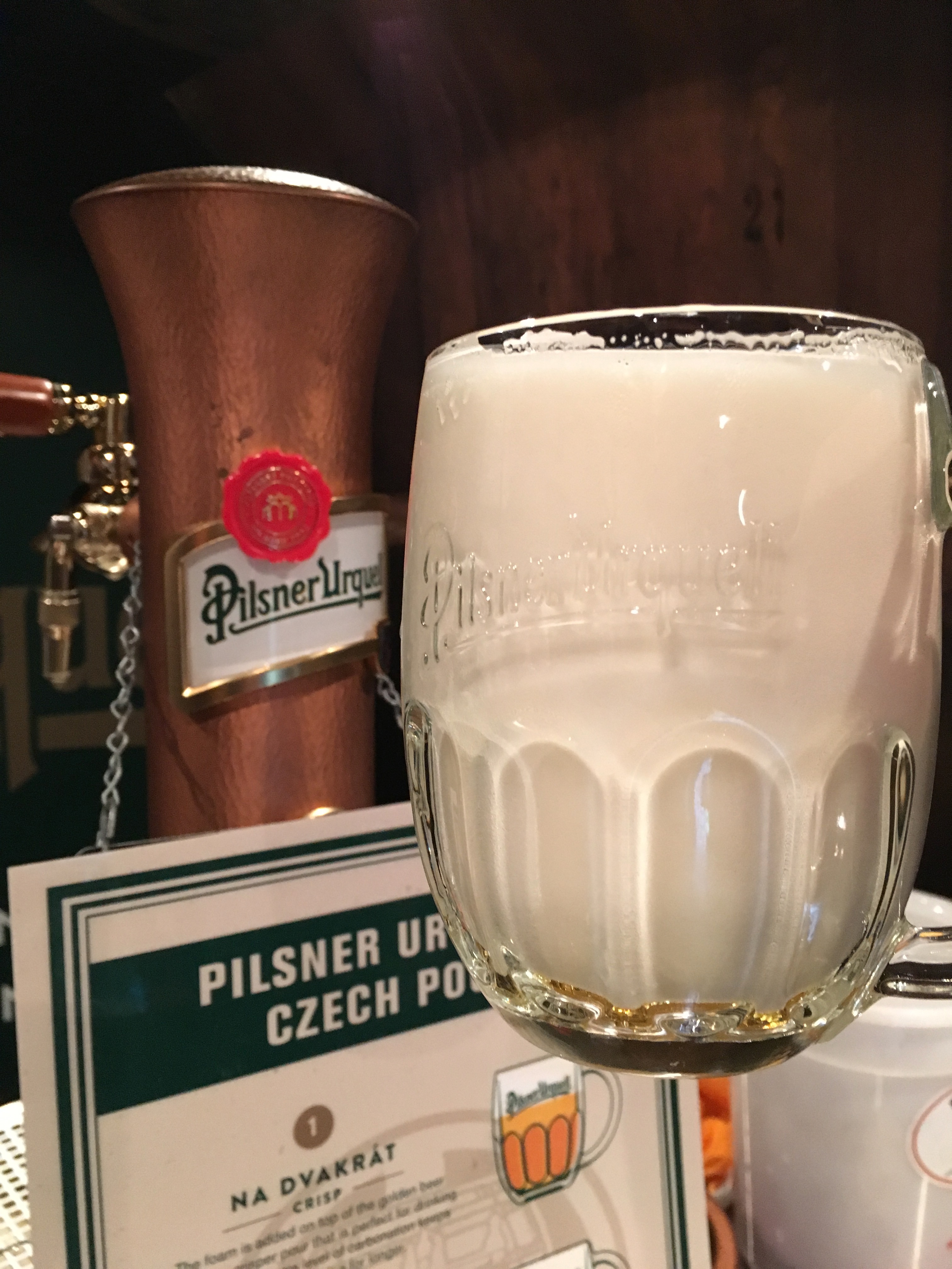 A fresh pour of Pilsner Urquell Mliko (Milk/Sweet) from its special faucet.